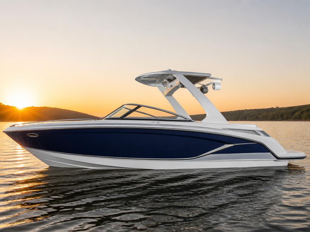 A brand-new boat on the water